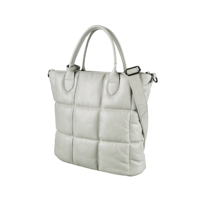 Preview: Detailansicht des hochwertigen Rindsleders der Viola Grey Tasche